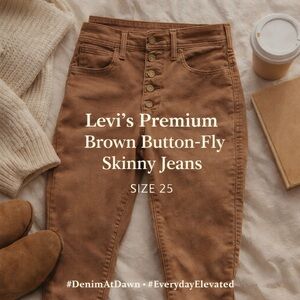 Levi’s Premium Brown Button-Fly Skinny Jeans | Size 25